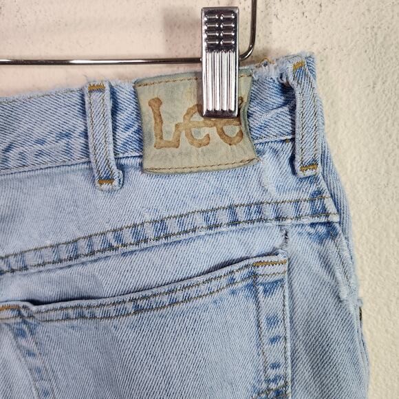 Vintage Lee USA Made Mens 34x27" Blue Distressed Bootcut Denim Jeans. Raw Hem - Picture 3 of 8